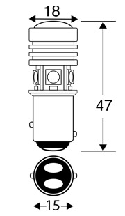 BA15d LED combined side and indicator bulb