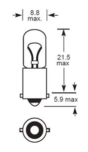MCC BA9s T8.5 9mm miniature bayonet car bulb