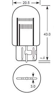 T20 capless wedge bulb stop/tail twin filament