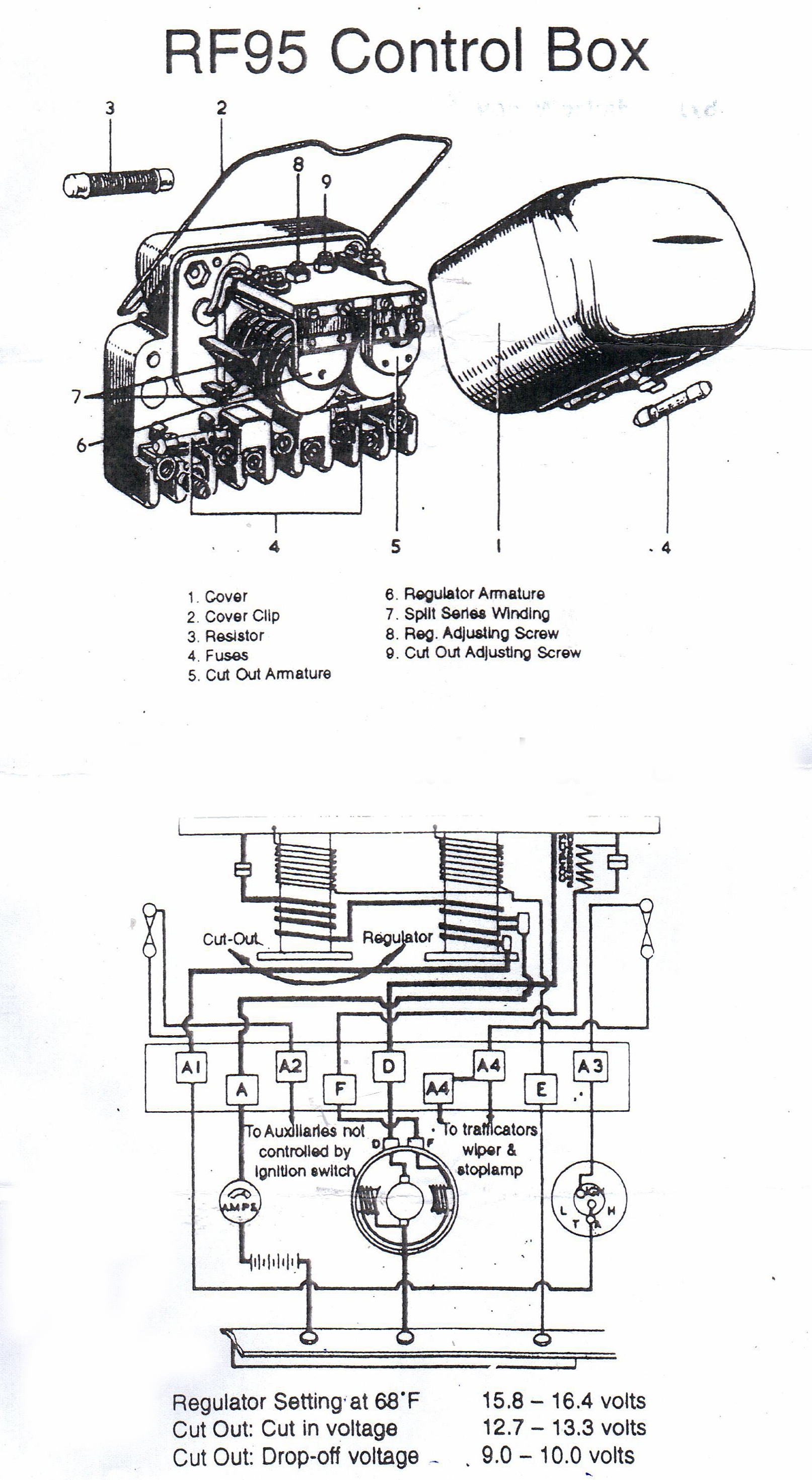 RF95: 12 volt regulator and cut out type RF95 - Regulator & Cut-out - Electrical - Vintage Car Parts