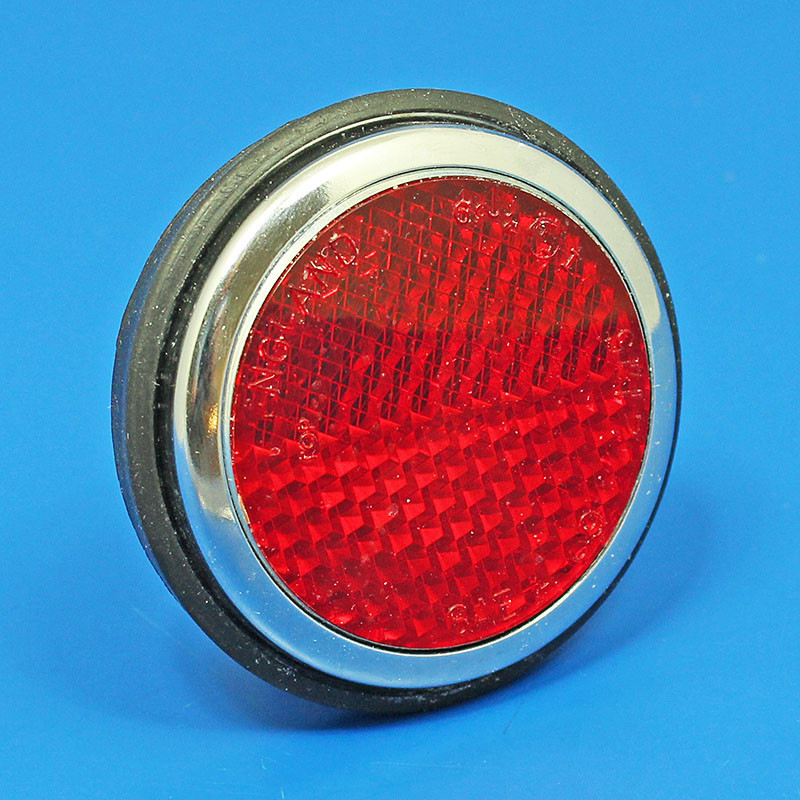 thumbnail image 2 of Genuine Lucas RER25 Red Reflector With Chrome Rim – For Classic Cars & Motorcycles 2 of 6