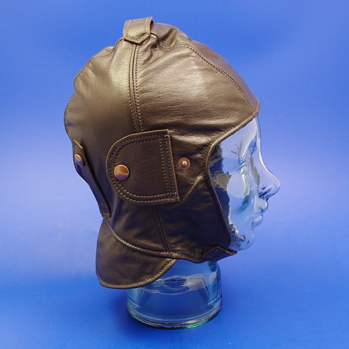 Leather motoring helmet