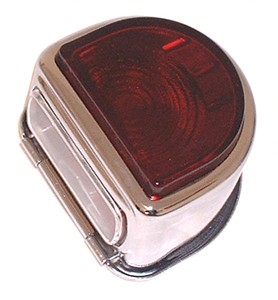 Chrome 'D' Lamp full red glass lens ST51