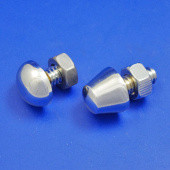 894: Bonnet stud - Shallow or deep, plated brass, 1/4