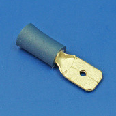 PISPMB63: Partially insulated MALE 6.3mm spade connector for for 1.5 to 2.5mm^2 cable - Pack of 10 from £0.64 per 10